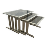 1970 brushed steel nesting tables