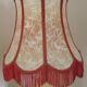 French vintage round marble table lamp with hide skin decorative shade