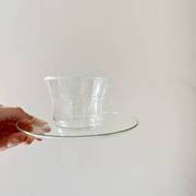 Vintage Jena Borosilicate Glass Tea Cups Set of 6 + Saucers,  GDR, 1960s