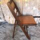 Chaise Pliante Bois + Assise & Dossier Skaï Orange Vintage
