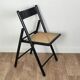 Pair of wooden and rattan folding chairs