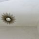 Vintage large round mirror, to be placed, bevelled, Art Deco, 1940s 50s