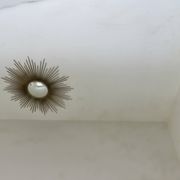 Vintage large round mirror, to be placed, bevelled, Art Deco, 1940s 50s