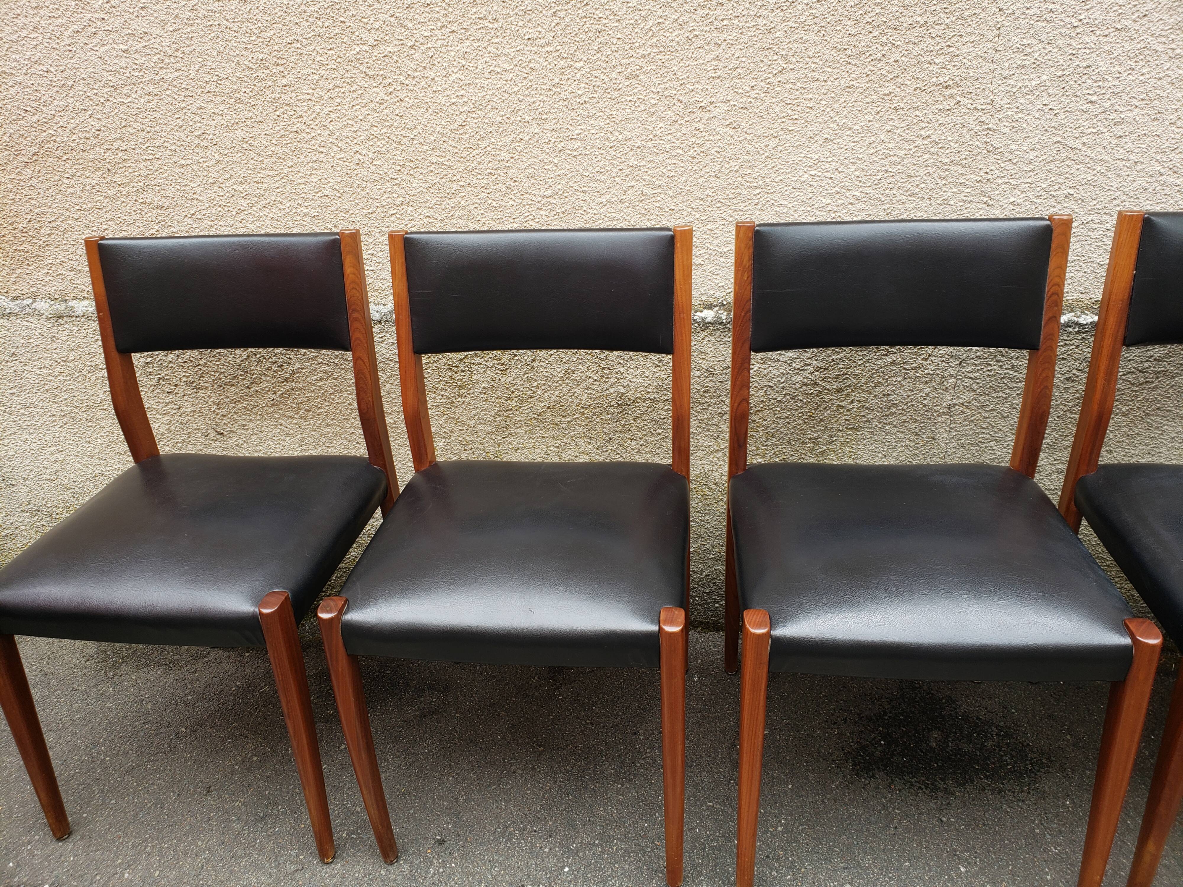 6 scandinavian black and beech chairs