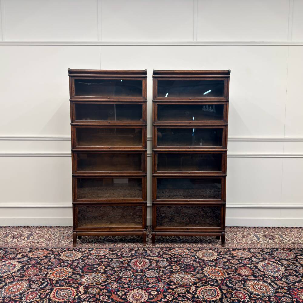 Ensemble de bibliothèques antiques en anglais Wernicke Globe originales