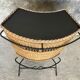 Vintage cocktail bar and its piare of stools - wicker and metal - 1960
