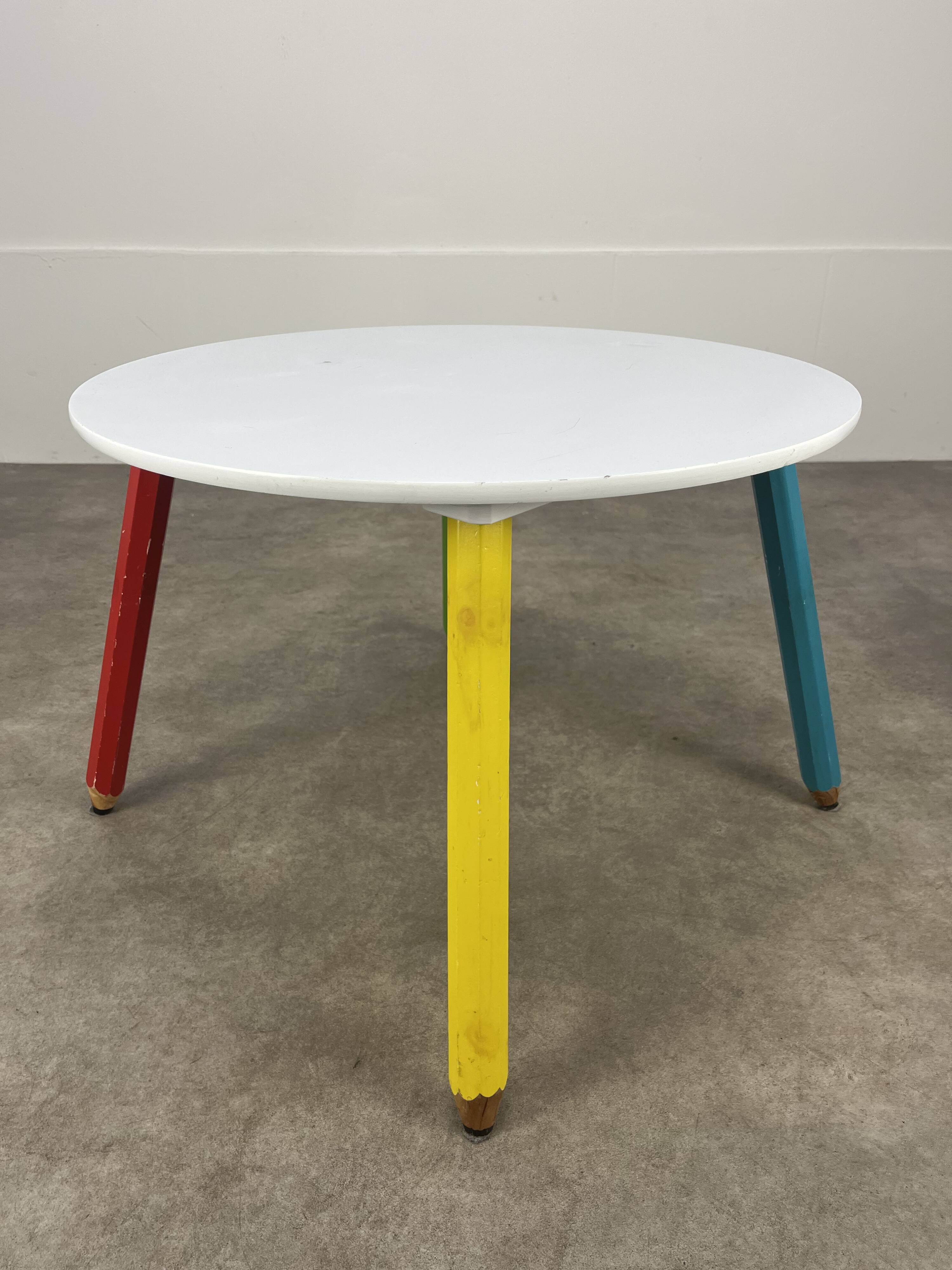 Table et chaise crayon Pierre Sala pour enfant, années 80
