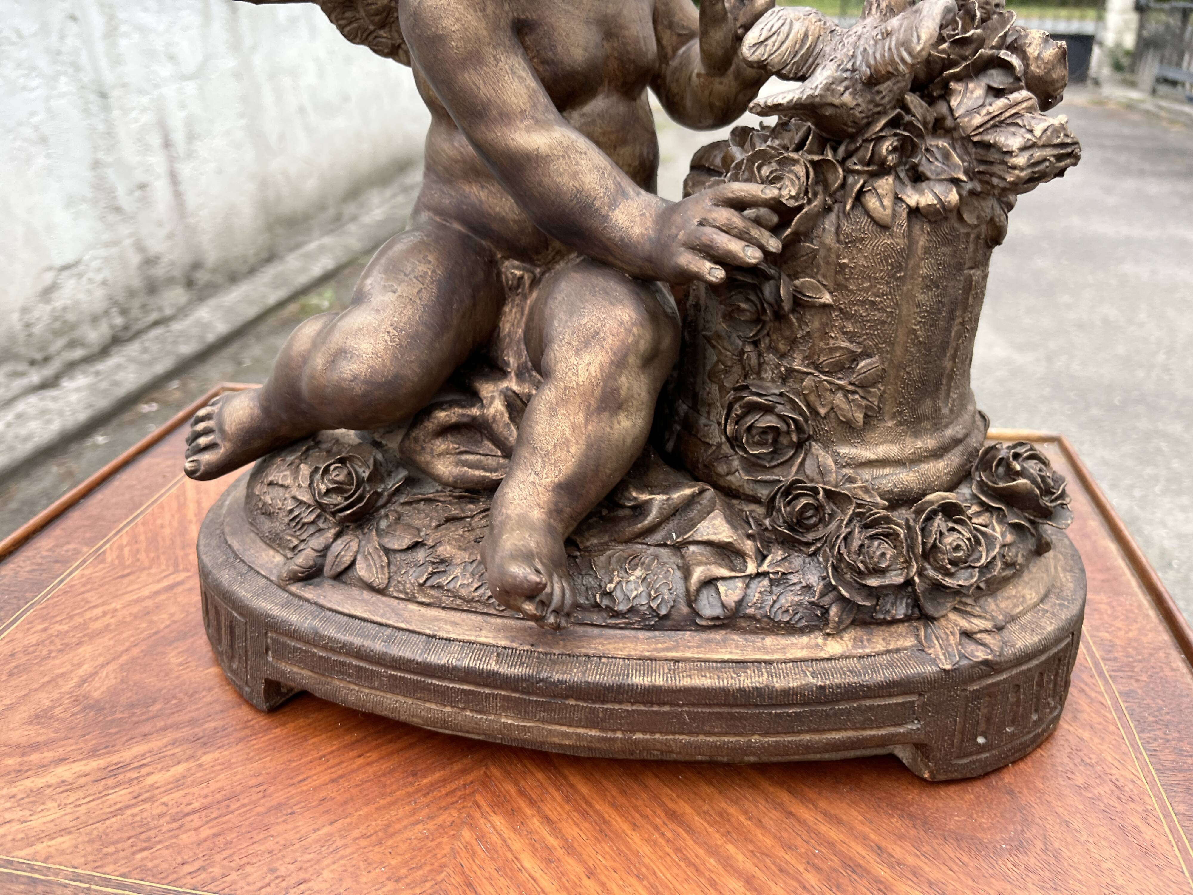 Meyer – Antique terracotta sculpture – Winged putto