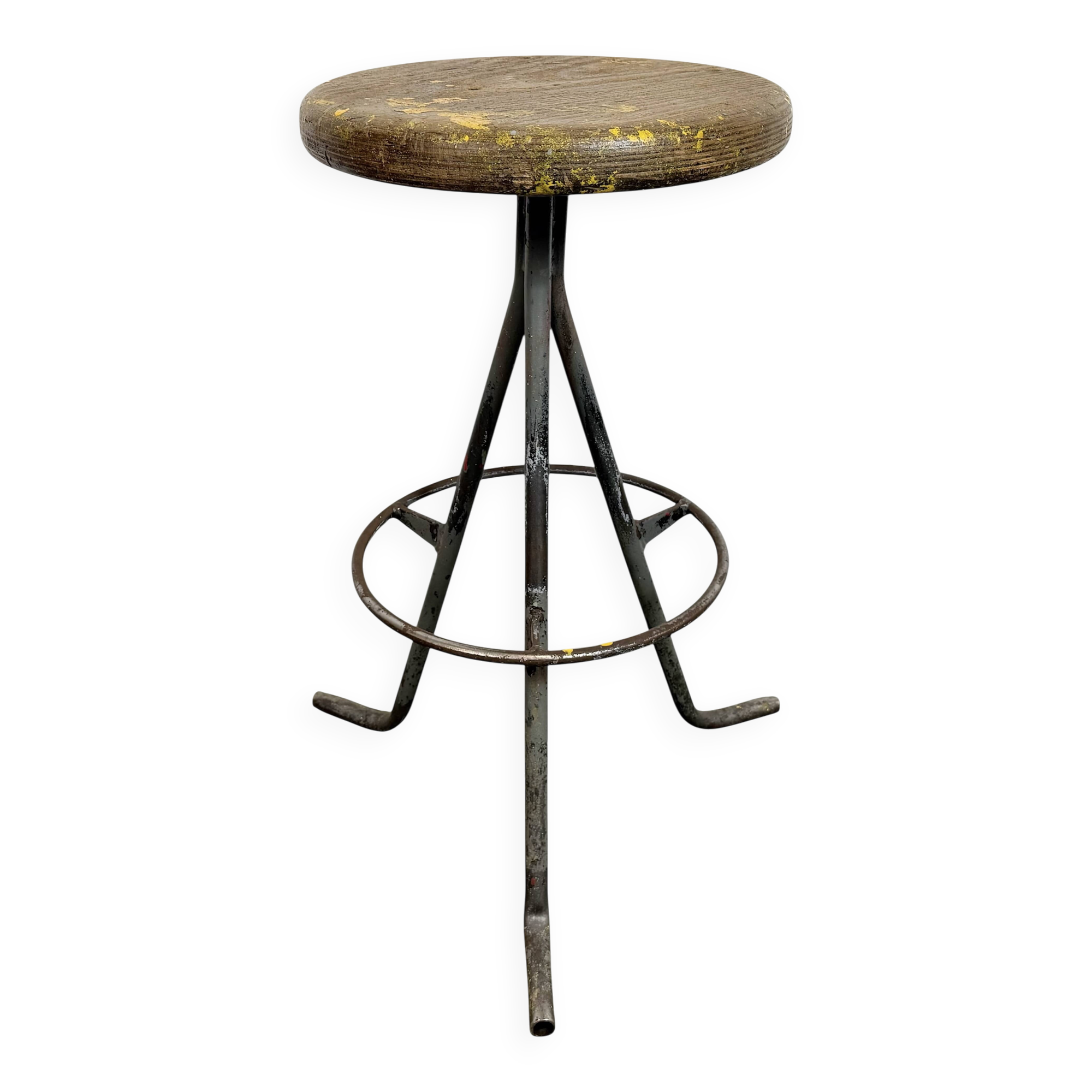 Tabouret d'atelier industriel gris, années 1960