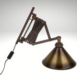 Midcentury wood and brass scissor wall lamp, Dutch 1960s