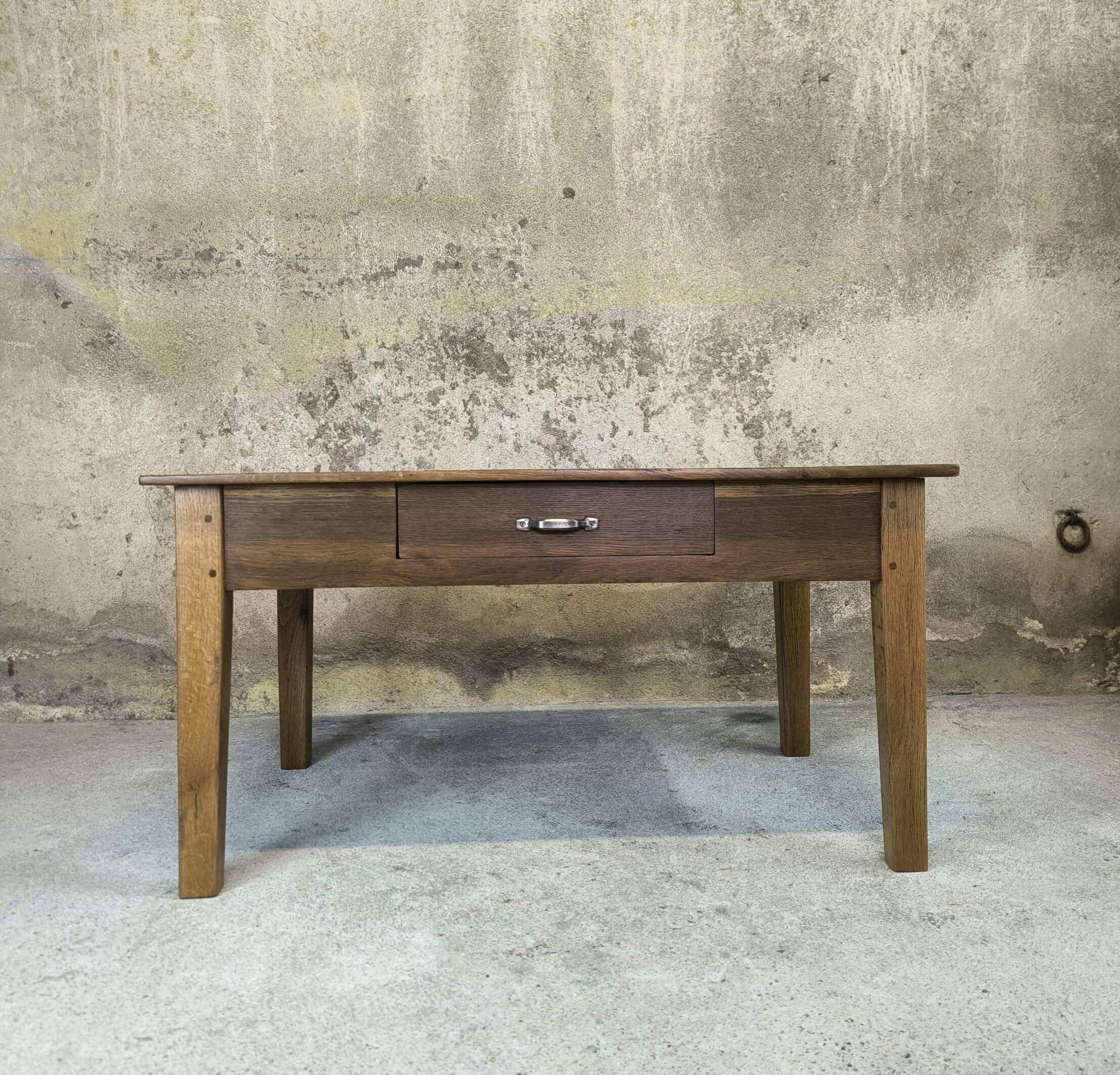 Vintage farmhouse coffee table made of solid wood.