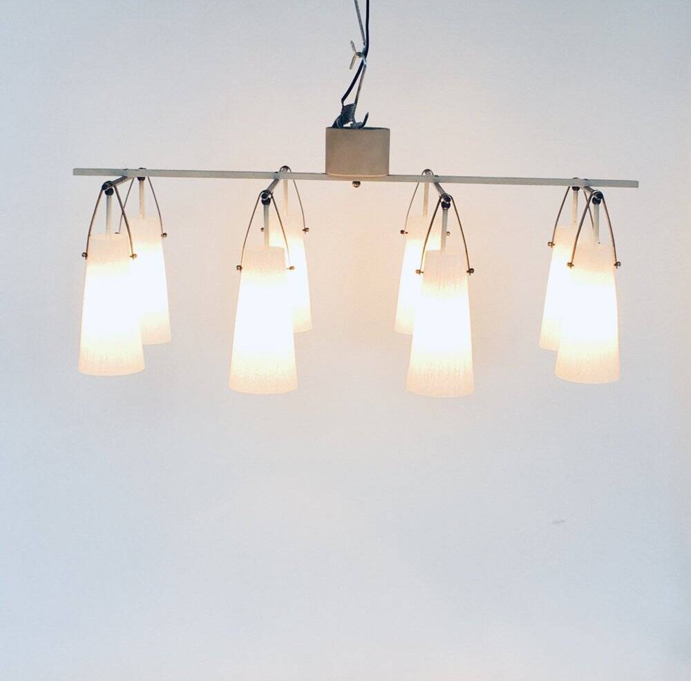 Italian glass and brass chandelier, Italy, 1950s