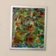 Original Swedish mid-century oil on panel painting "Composition- Birds"