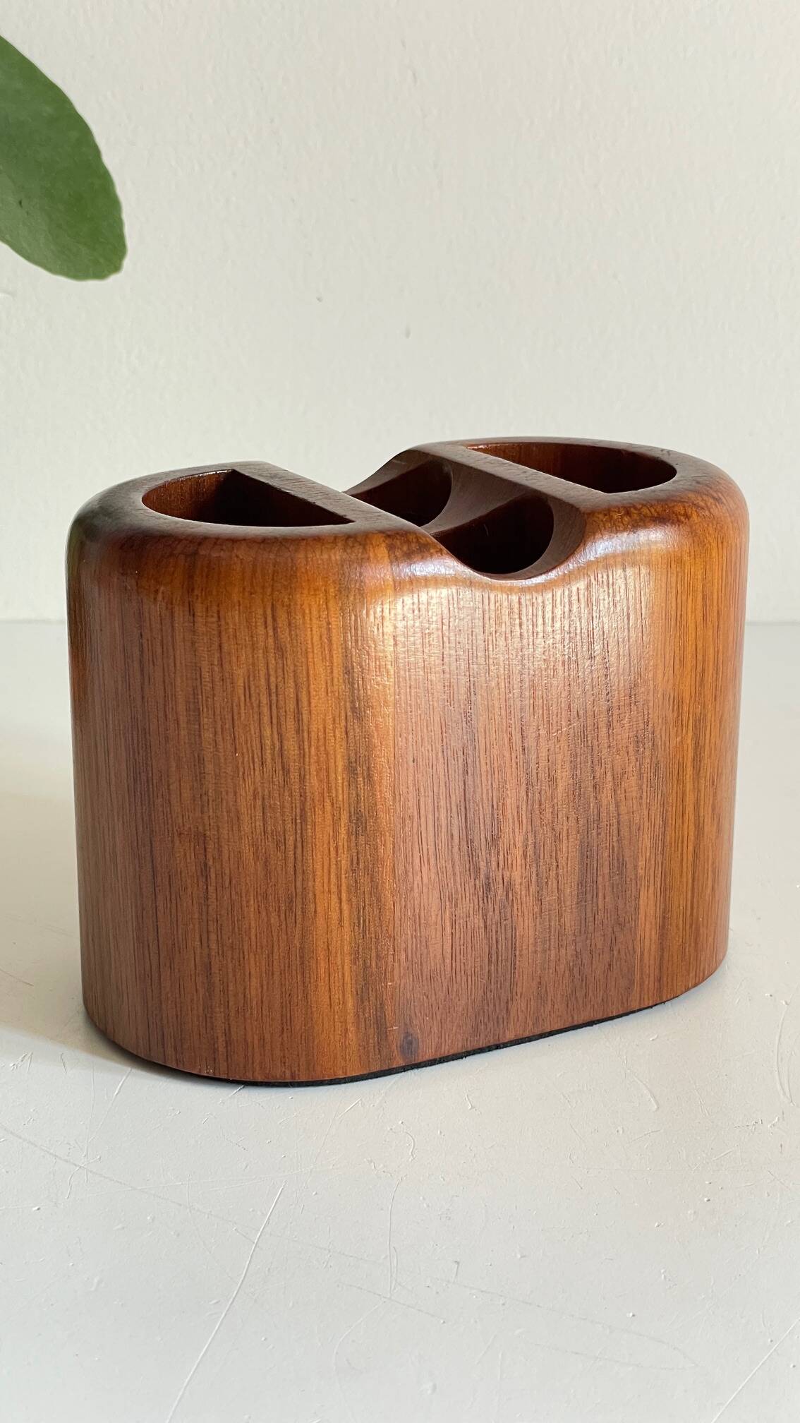 Vintage Teak Pencil Holder