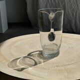 Carafe à anse en verre belle matière pied motifs billes de verre H21