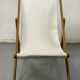 Transat tissus blanc avec structure en bois