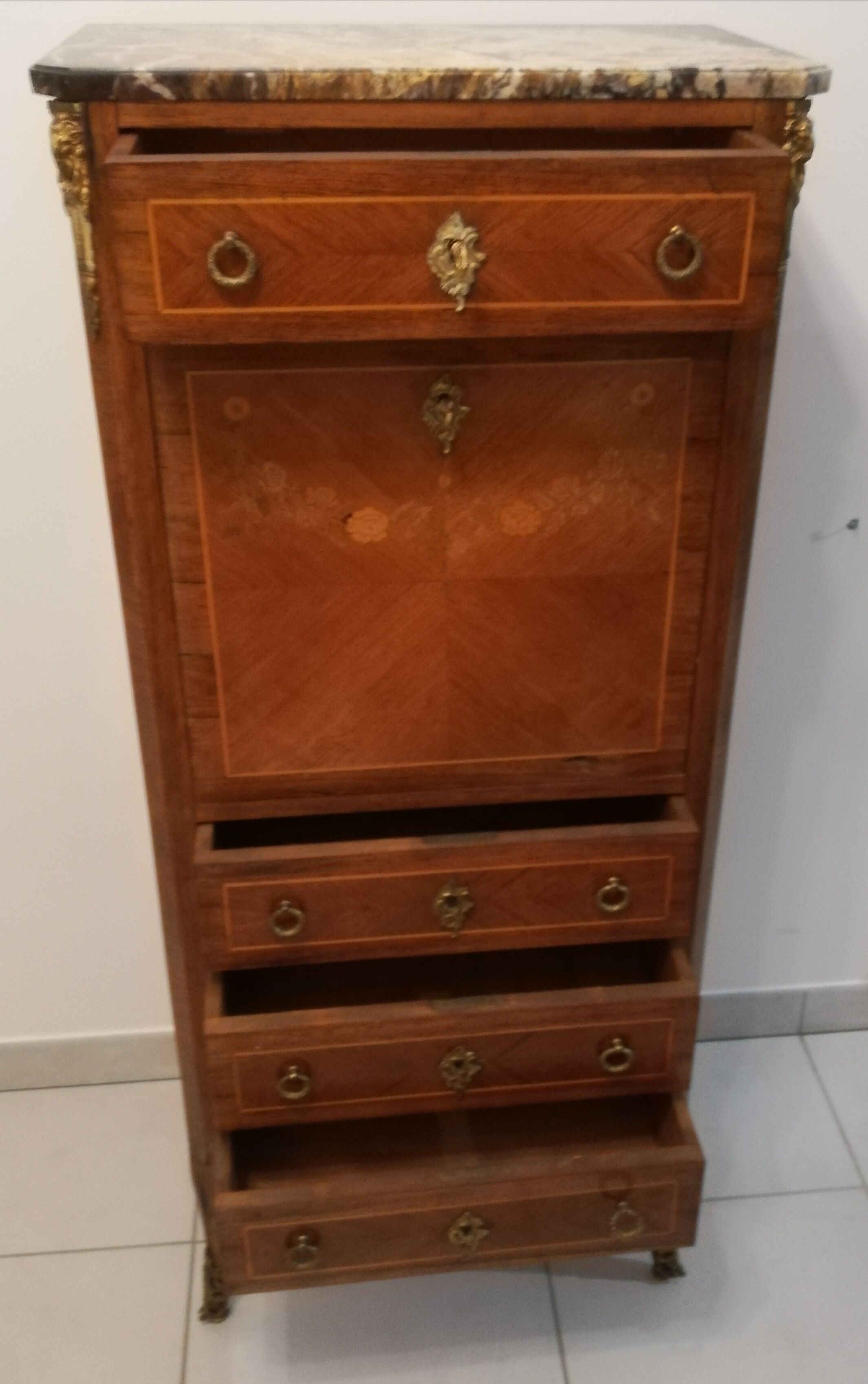 Lady secretary in Louis XVl style marquetry