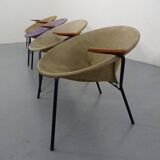 Danish Sueded Balloon Chairs by Hans Olsen for Lea Furniture, 1950s, Set of 4