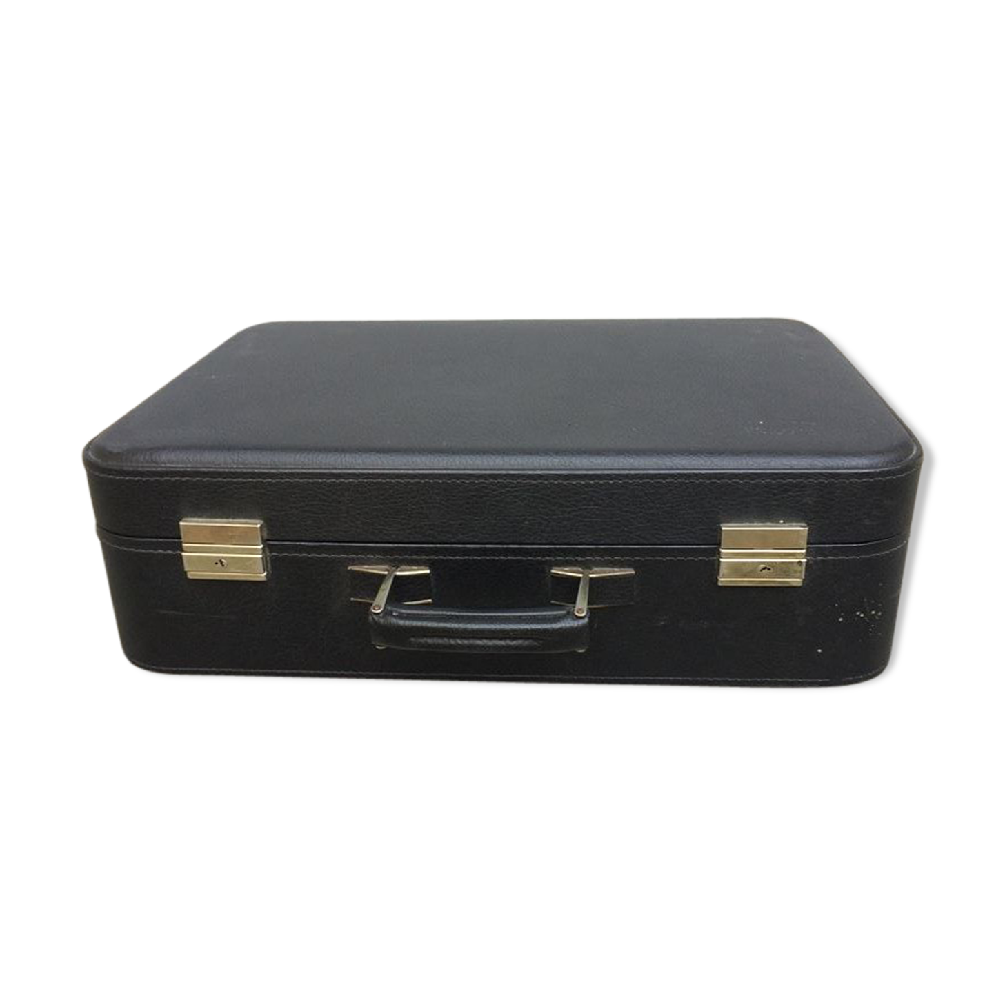 Valise vintage simili cuir noir