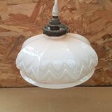 Old vintage art deco opaline pink pendant lamp