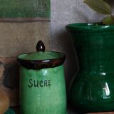Sugar pot Vintage handmade varnishing pottery