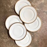 6 flat plates in white and gold Limoges porcelain