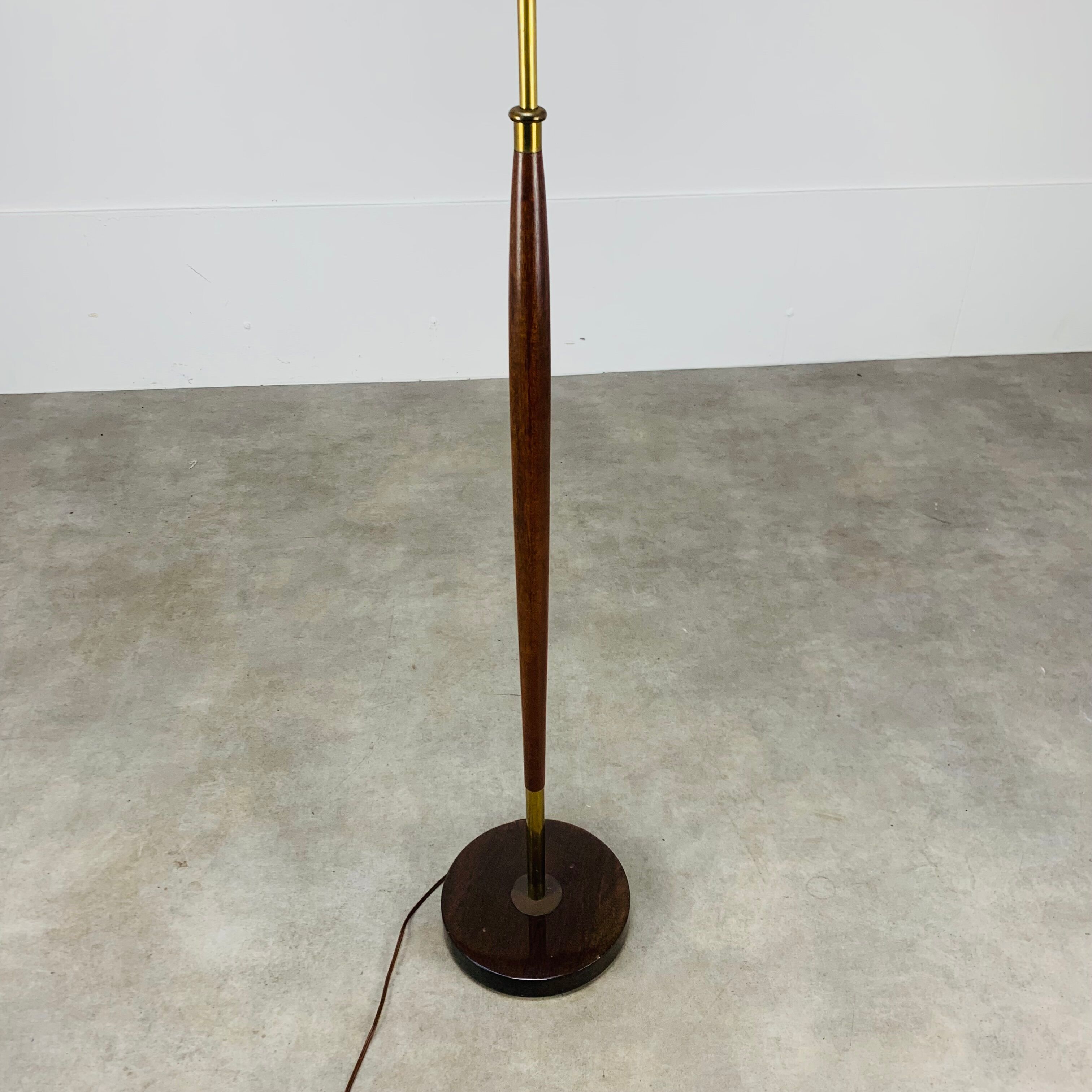 Scandinavian teak and brass floor lamp 60s