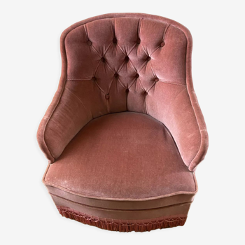 Toad armchair in velvet old pink vintage