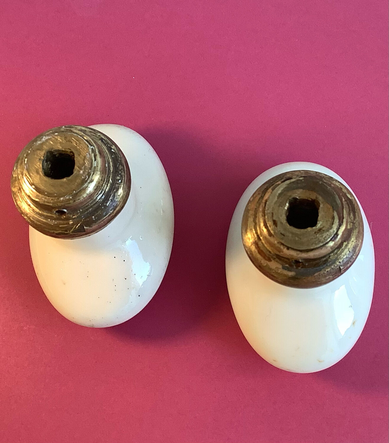 Vintage white porcelain door handles