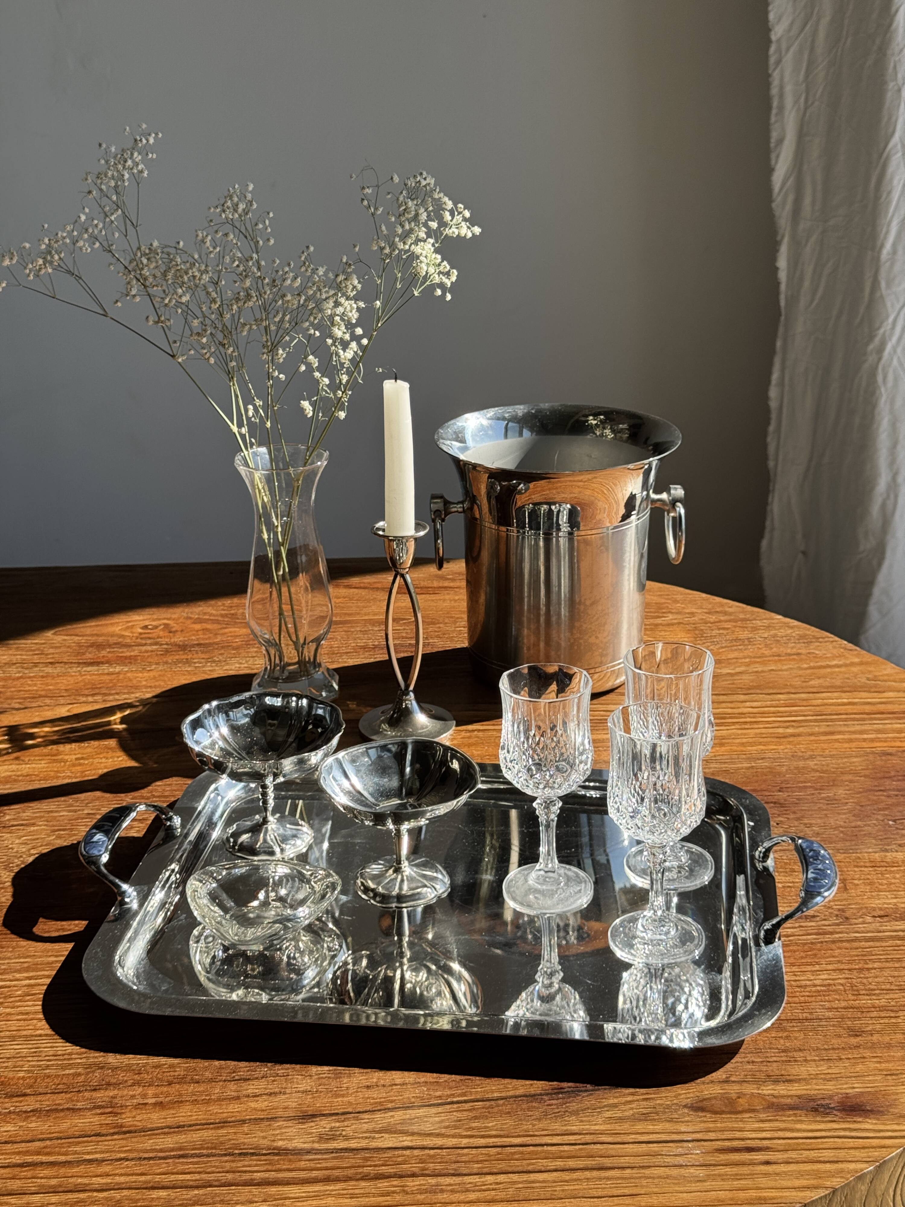 Set of 6 metal ice cream cups on flower-shaped feet