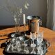 Set of 6 metal ice cream cups on flower-shaped feet