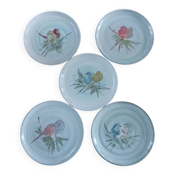 Glazed ceramic plates, signed Camos Vallauris.