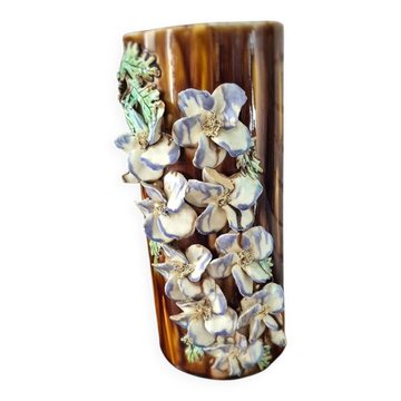 Large tube vase in slipware
