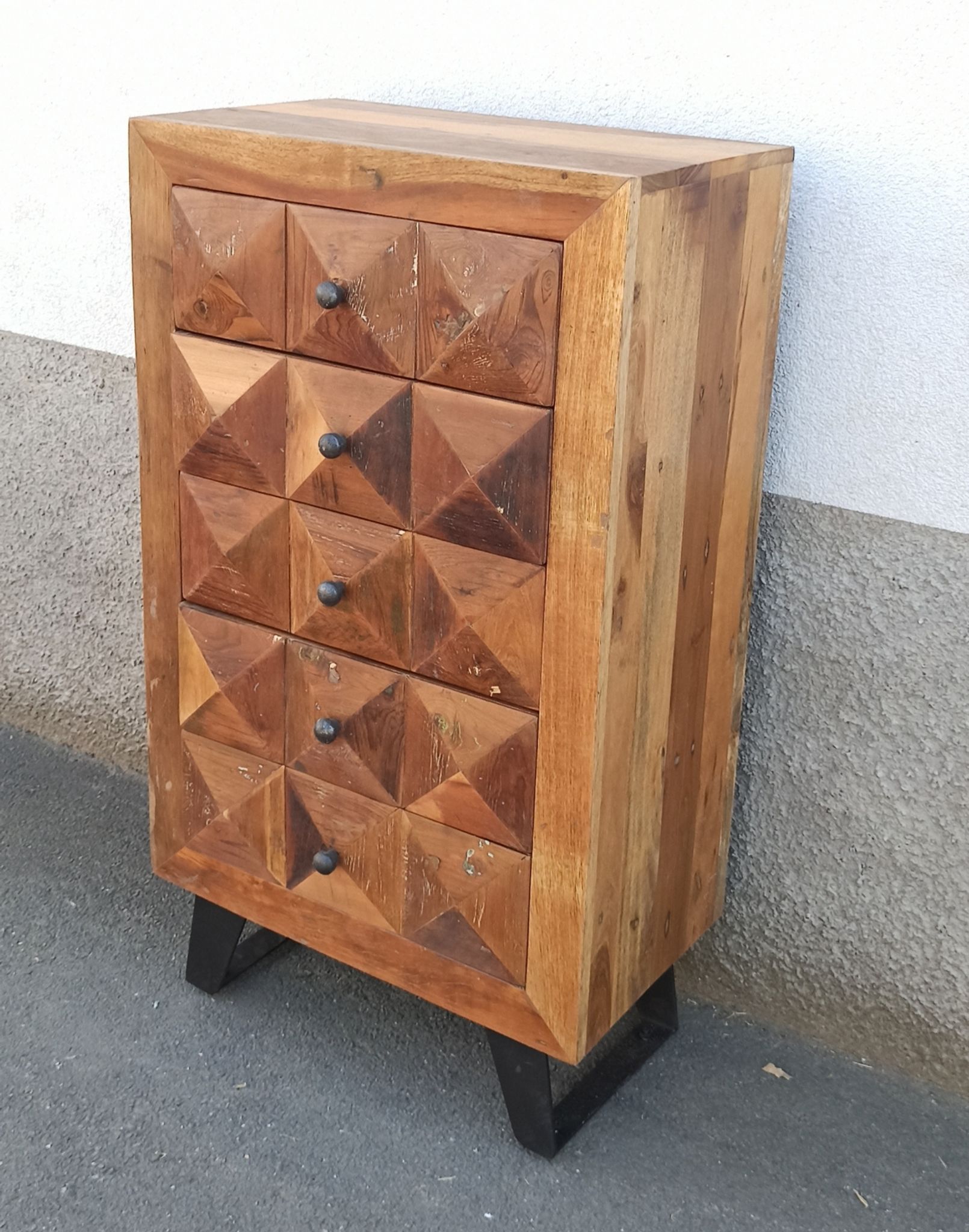 Petite commode 5 tiroirs pointes de diamant
