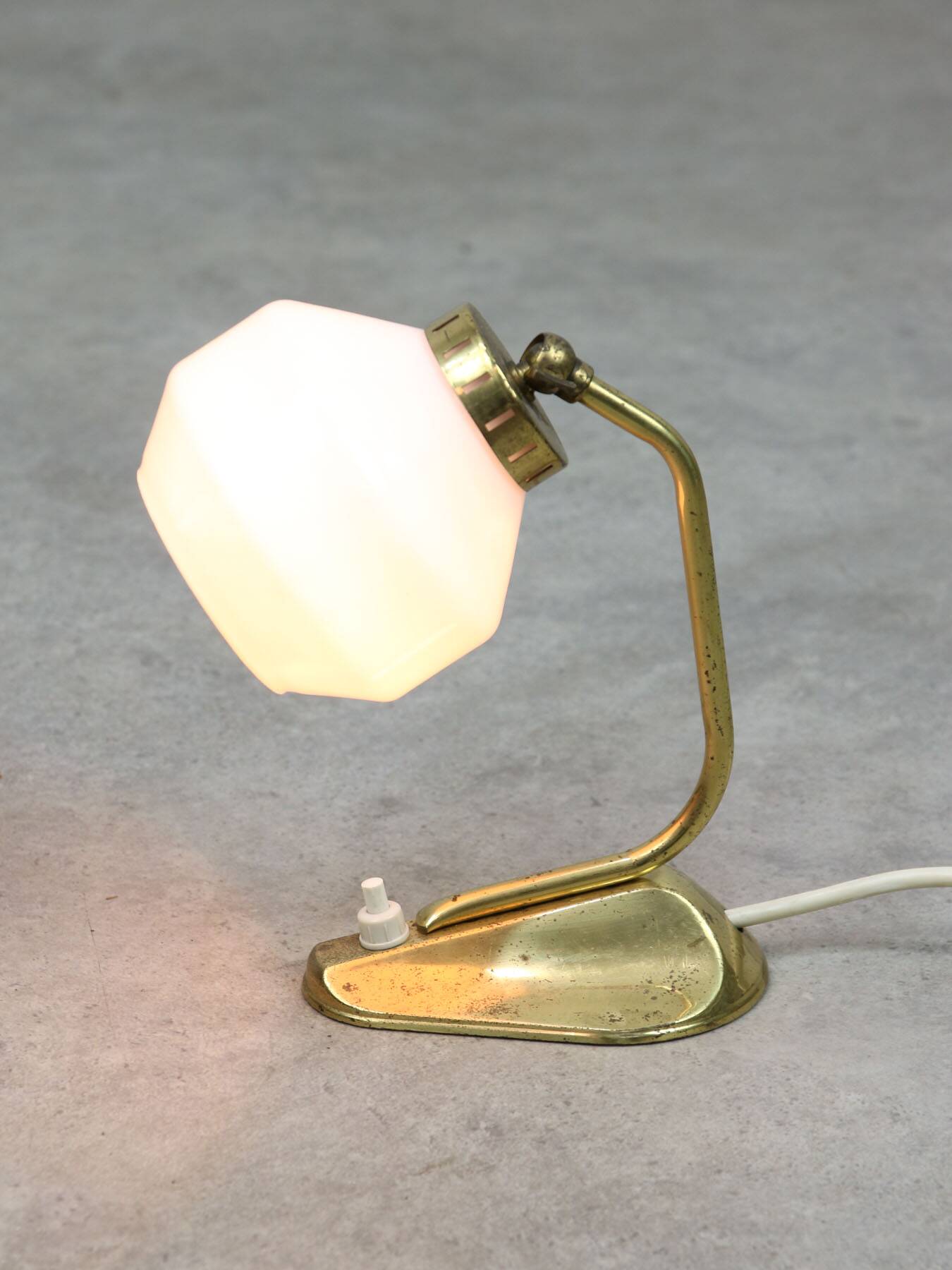 Mid-Century Italian Brass and Opaline Table Lamp