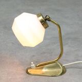 Mid-Century Italian Brass and Opaline Table Lamp