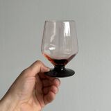 6 vintage translucent pink glasses with black stems