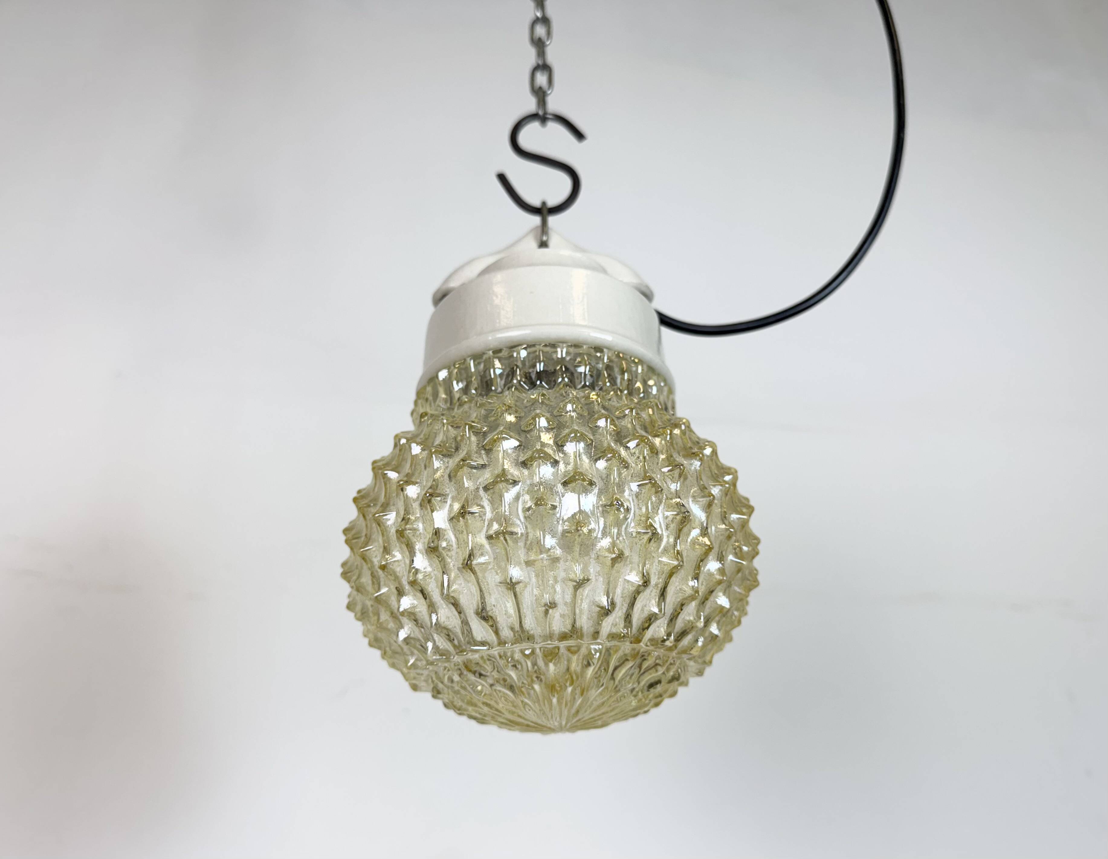 Vintage White Porcelain Pendant Light, 1970s