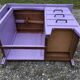 Vintage oak desk with 4 drawers painted in purple.