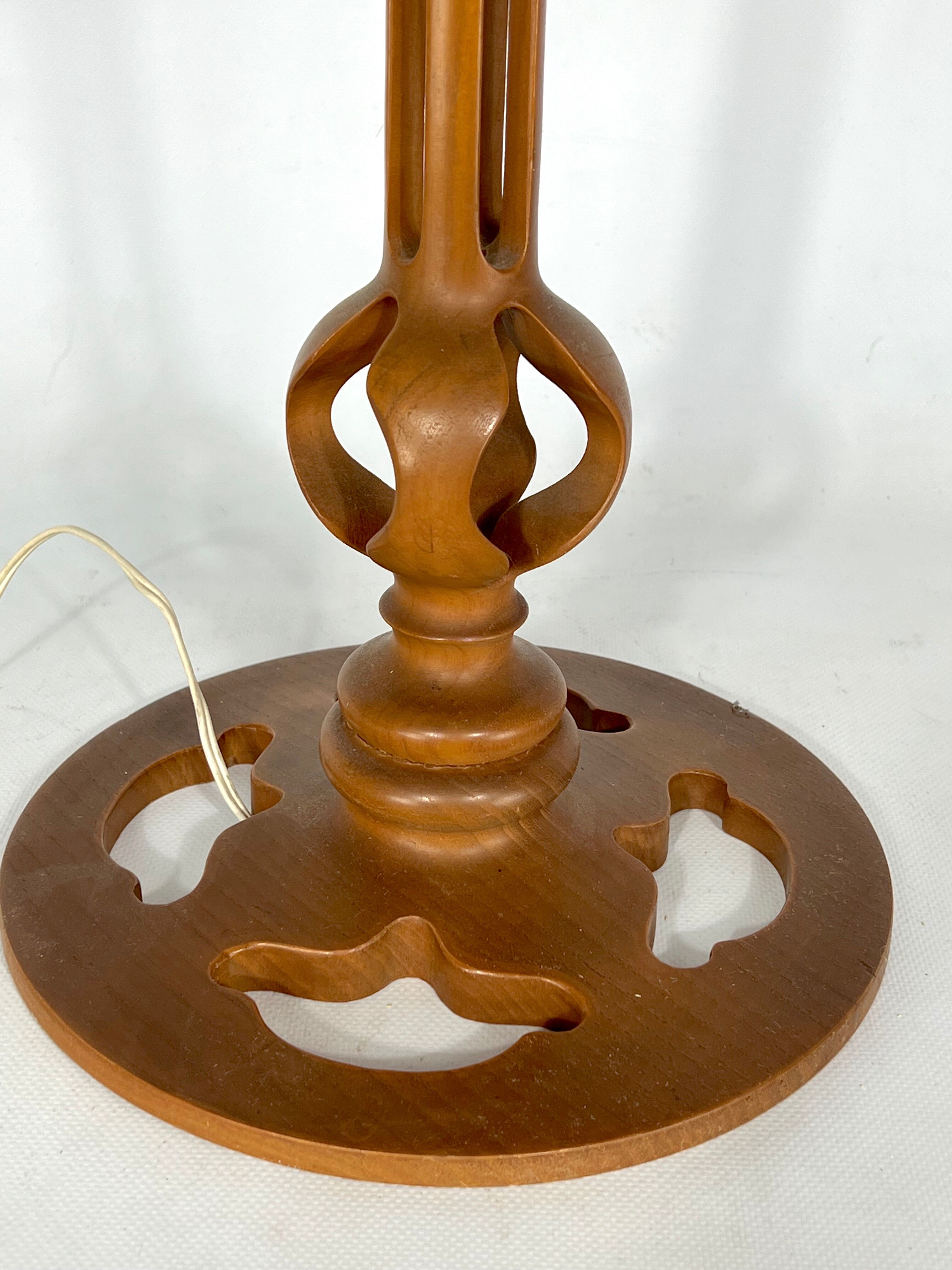 Lampe de table en bois italien vintage des années 50