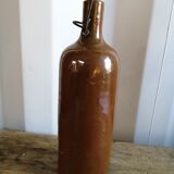 Ancienne bouteille en grès vernissé art populaire vintage