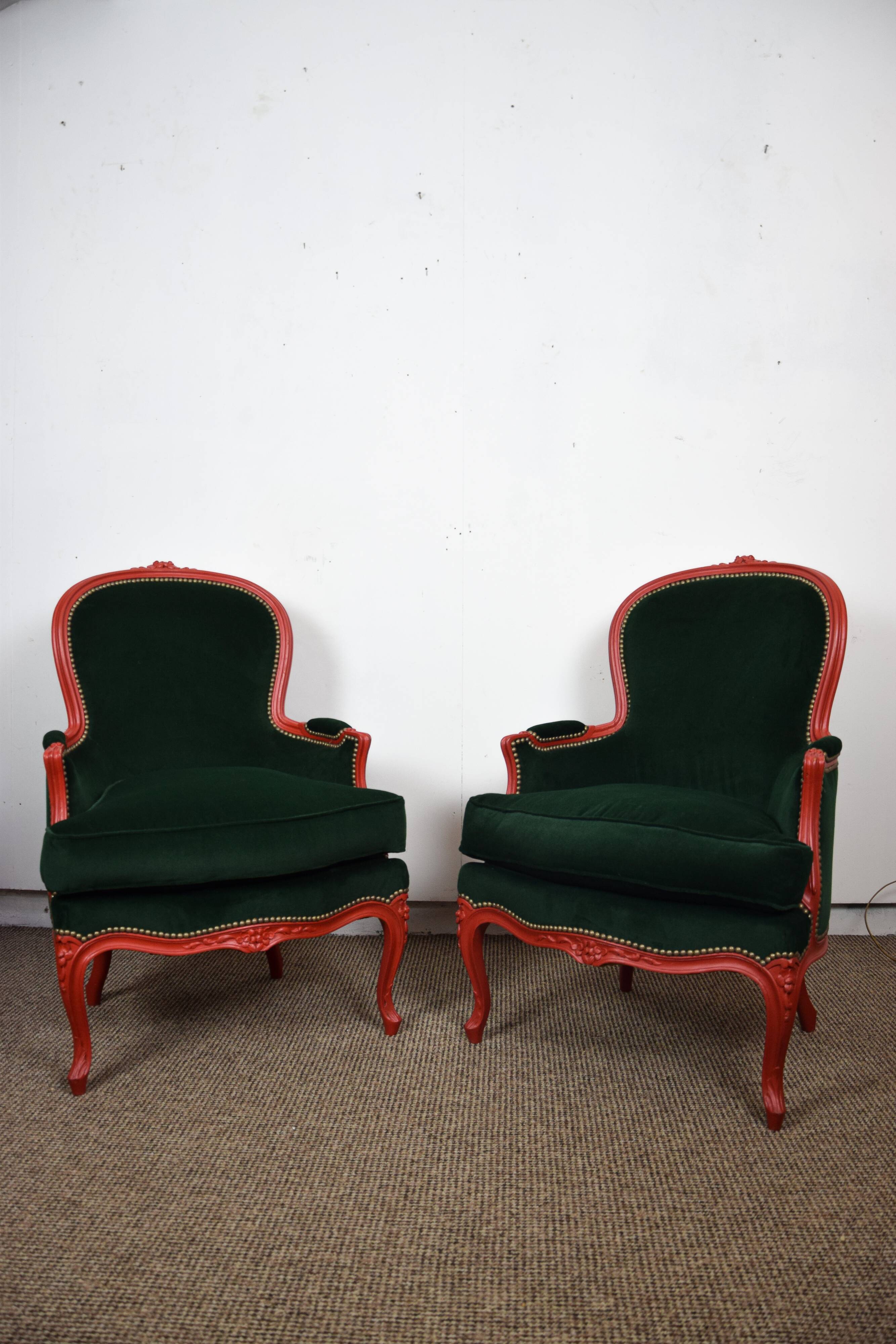 Pair of Louis XV style armchairs