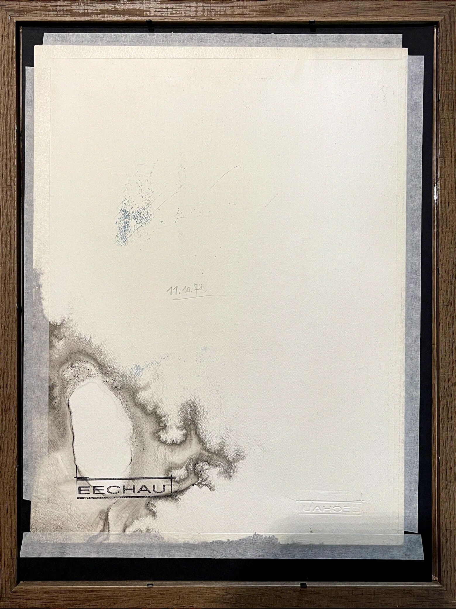 Œuvre originale sur papier signée Eugène Eechaut, 1973 - Encadrée