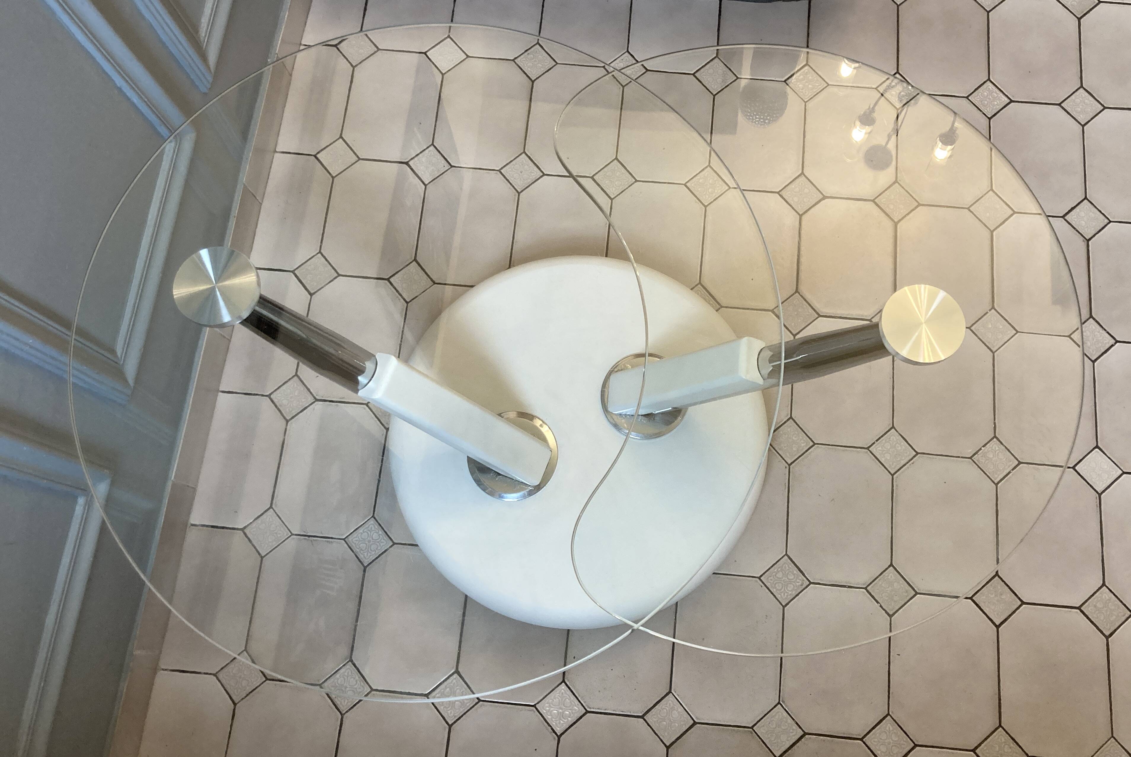 Vintage glass and chrome coffee table