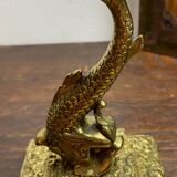 Bronze fish candlestick, late 19th century