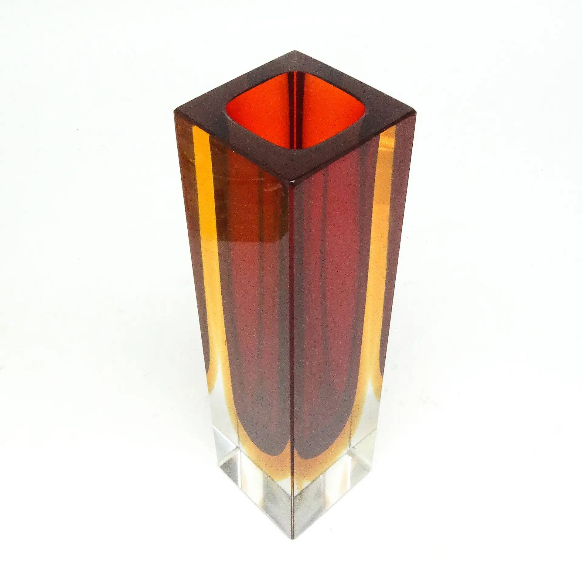 Sommerso vase, mid-century modern, glass, designed by F. Poli, Italy, 1950s