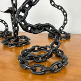 7 wrought iron candle holders in brutalist chain style