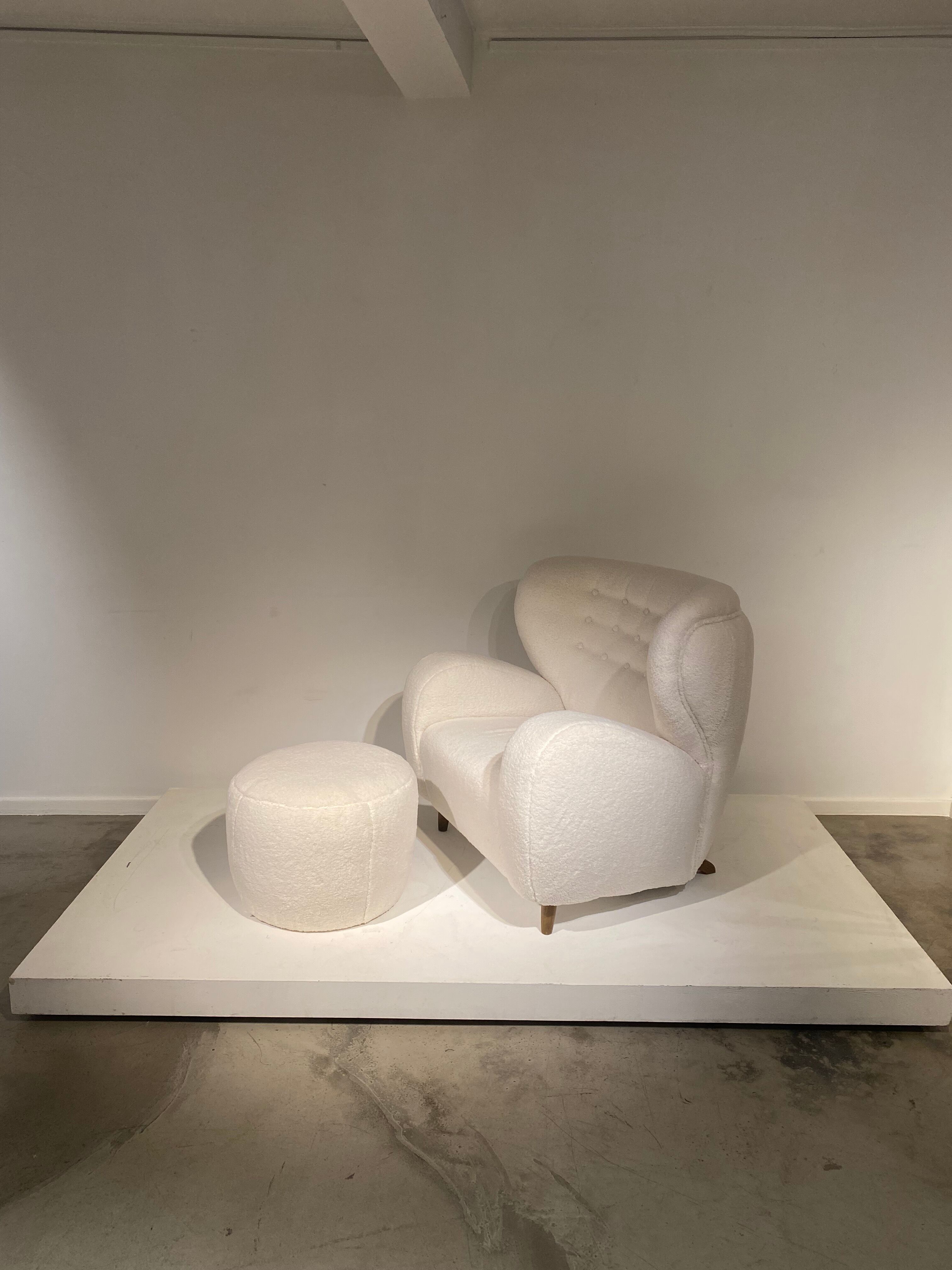 Lounge chair by Märta Blomstedt and matching footstool