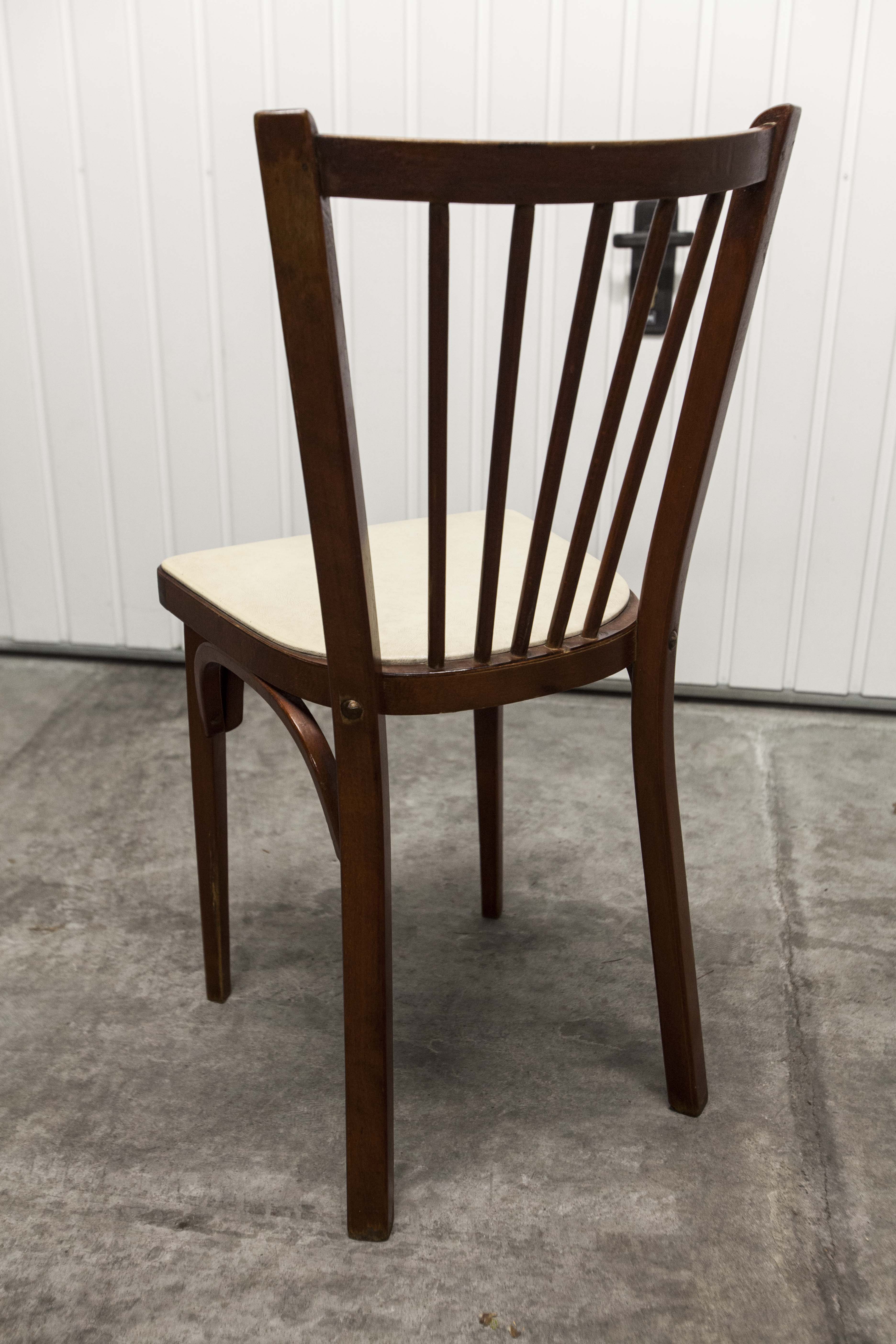 Baumann chair 153 in dark wood and white skai