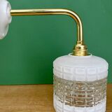 Vintage globe angled wall light in white and clear glass
